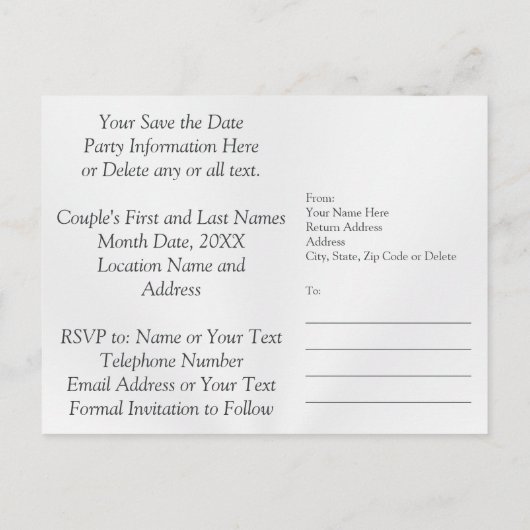 Custom Diamond Wedding Save the Date Post Cards Ankündigungspostkarte (Rückseite)