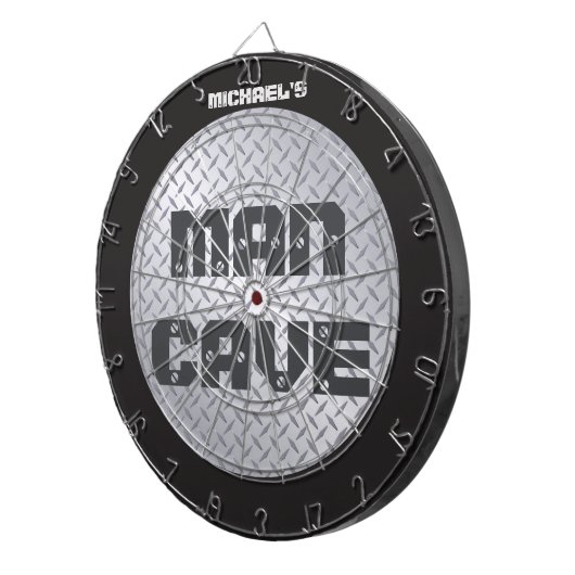 Custom Diamondplate Look Man Höhle Dartboard Dartscheibe (Vorderseite rechts)