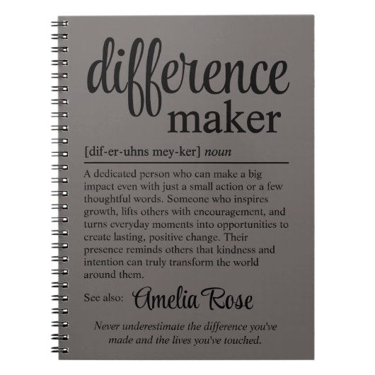 Custom Difference Maker Definition Thank You Notizblock (Vorderseite)