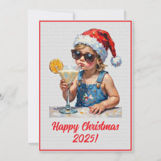 Custom Digital Christmas Baby Drinking Milk Xmas Karte