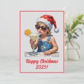 Custom Digital Christmas Baby Drinking Milk Xmas Karte (Stehend Vorderseite)