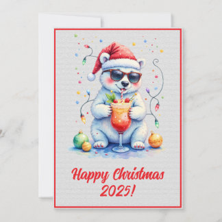 Custom Digital Christmas Polar Bear Cocktail Xmas Karte