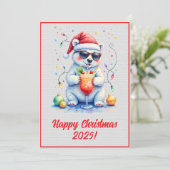Custom Digital Christmas Polar Bear Cocktail Xmas Karte (Stehend Vorderseite)