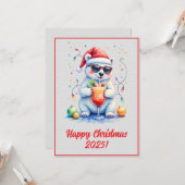 Custom Digital Christmas Polar Bear Cocktail Xmas Karte (Vorderseite/Rückseite Beispiel)