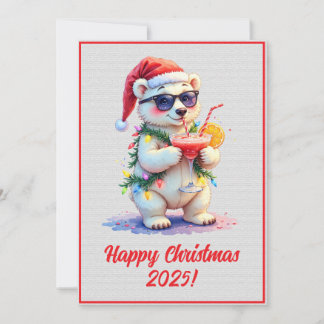 Custom Digital Christmas Polar Bear Cub Xmas Karte