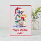 Custom Digital Christmas Polar Bear Cub Xmas Karte (Stehend Vorderseite)