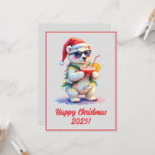 Custom Digital Christmas Polar Bear Cub Xmas Karte (Vorderseite/Rückseite Beispiel)