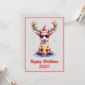 Custom Digital Christmas Reindeer Cocktail Xmas Karte (Vorderseite/Rückseite Beispiel)