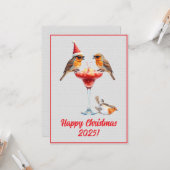 Custom Digital Christmas Robins Cocktail Xmas Karte (Vorderseite/Rückseite Beispiel)