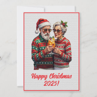 Custom Digital Elderly Couple Sharing Xmas Spirit  Karte