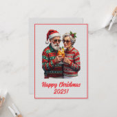 Custom Digital Elderly Couple Sharing Xmas Spirit Karte (Vorderseite/Rückseite Beispiel)