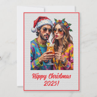 Custom Digital Hippy Christmas Cocktail Xmas Karte