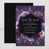 Custom Digital Lila Floral Wedding Save The Date (Vorne/Hinten)