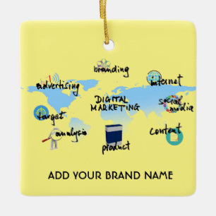 Custom Digital Marketing Keramik Square Ornament