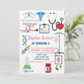 Custom Digital Nurse Kids Pretend Birthday Party Einladung (Stehend Vorderseite)