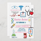 Custom Digital Nurse Kids Pretend Birthday Party Einladung (Vorne/Hinten)