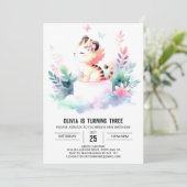 Custom Digital Tiger Geburtstag Einladung (Stehend Vorderseite)