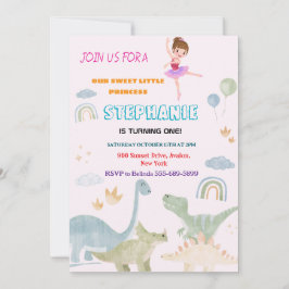 Custom Dino Ballerina Geburtstagsparty Einladung