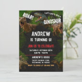 Custom Dino Boy Dinosaur Geburtstagsparty Einladung (Stehend Vorderseite)