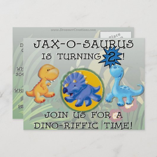 CUSTOM Dino Einladung (Vorne/Hinten)