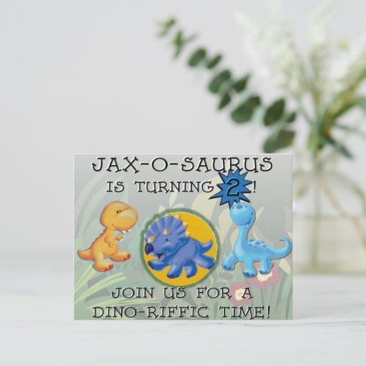 CUSTOM Dino Einladung (Stehend Vorderseite)