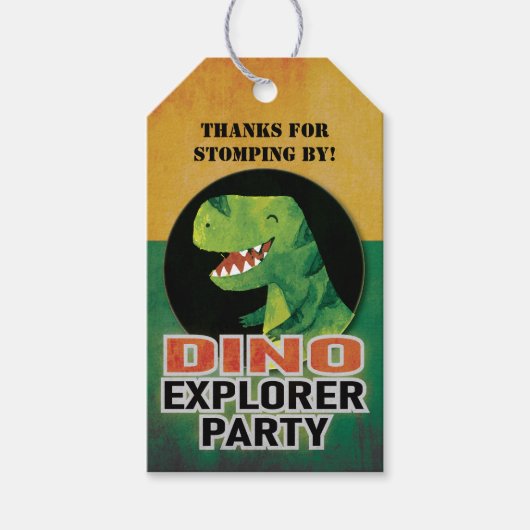 Custom Dino Explorer Dinosaur Birthday Geschenkanhänger (Vorderseite)
