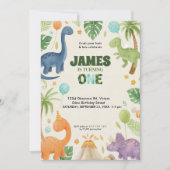 Custom Dino Jungle 1st Birthday Invitation Einladung (Vorderseite)
