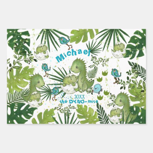 Custom Dino-mite Any Occasion Geschenkpapier Set (Vorderseite)