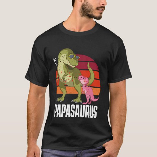 Custom Dino Papasaurus Papa Vater Pater Funny T-Sh T-Shirt (Vorderseite)