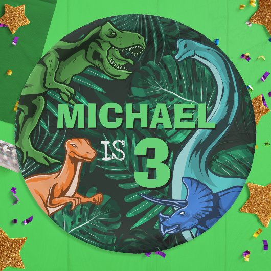 Custom Dino Trex Jurassic Boy Dinosaur Geburtstag Pappteller