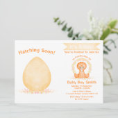 Custom Dino Watercolor Dinosaur Boy Baby Dusche Einladung (Stehend Vorderseite)