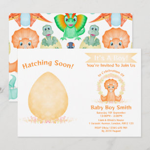 Custom Dino Watercolor Dinosaur Boy Baby Dusche Einladung