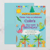 Custom Dinosaur Boy Geburtstagsparty Einladung (Vorne/Hinten)