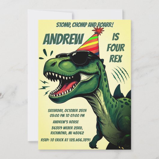 Custom Dinosaur Dino Birthday Einladung (Vorderseite)