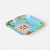 Custom Dinosaur Foto Geburtstagseinladung Pappteller (Gewinkelt)