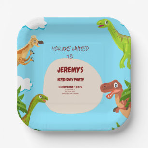 Custom Dinosaur Foto Geburtstagseinladung Pappteller