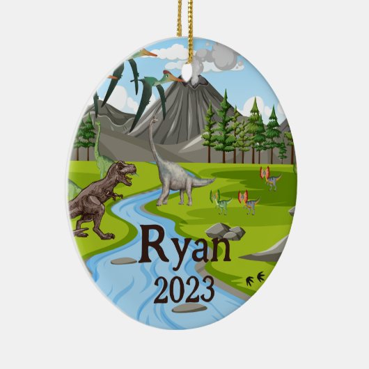 Custom Dinosaur Kindername Keramik Ornament (Rechts)