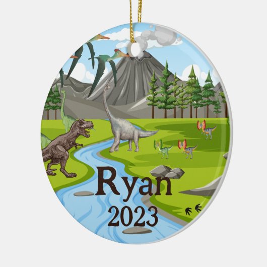 Custom Dinosaur Kindername Keramik Ornament (Links)