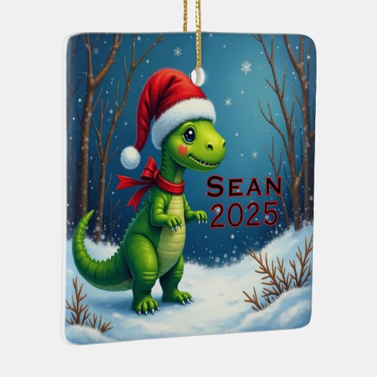 Custom Dinosaur Red Bow Keramikornament (Rechts)