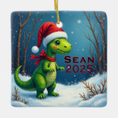 Custom Dinosaur Red Bow Keramikornament (Vorderseite)