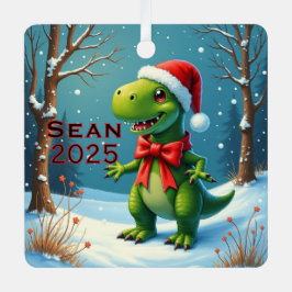 Custom Dinosaur Red Bow Ornament Aus Metall