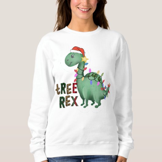 Custom Dinosaur T-Rex Weihnachtsbaum Zitat Sweatshirt (Vorderseite)