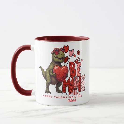 Custom Dinosaur Valentine Card - T‑Rex Be Mine Mug Tasse (Links)