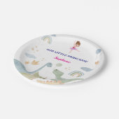 Custom Dinosaurier Ballerina Ballets Geburtstag Pappteller (Schrägansicht)