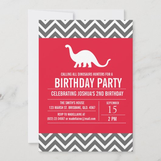 Custom Dinosaurier Geburtstagsparty Einladung für  (Vorderseite)
