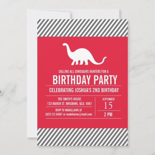 Custom Dinosaurier Geburtstagsparty Einladung für  (Vorderseite)