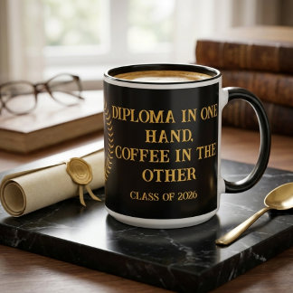 Custom Diploma in One Hand Coffee Graduation Mug Zweifarbige Tasse