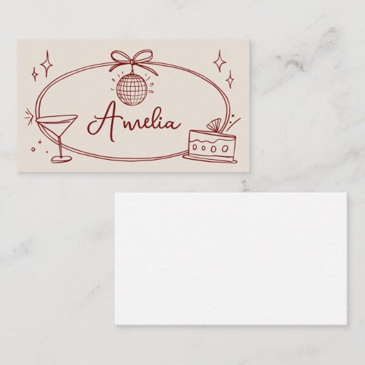 Custom Disco Geburtstagsbeige Platzkarte (Vorne/Hinten)