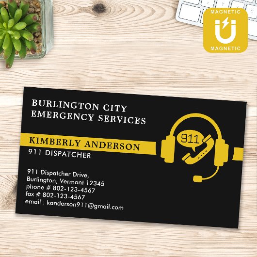Custom Dispatcher Modern 911 Emergency Dept Logo Magnetische Visitenkarte