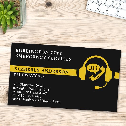 Custom Dispatcher Modern 911 Emergency Dept Logo Visitenkarte